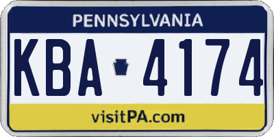 PA license plate KBA4174