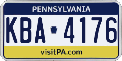 PA license plate KBA4176