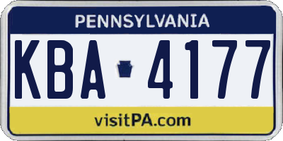 PA license plate KBA4177