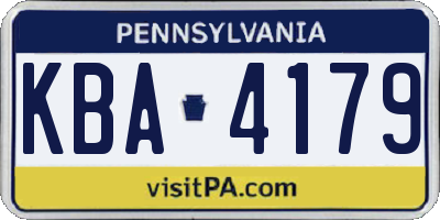 PA license plate KBA4179