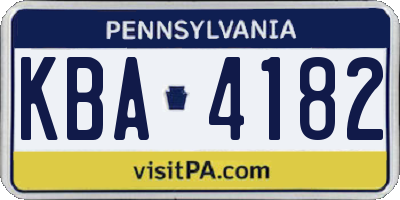 PA license plate KBA4182