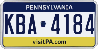 PA license plate KBA4184