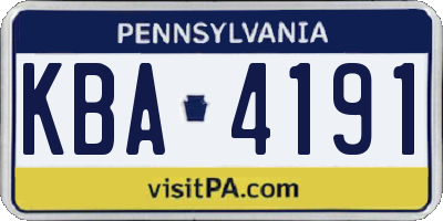 PA license plate KBA4191