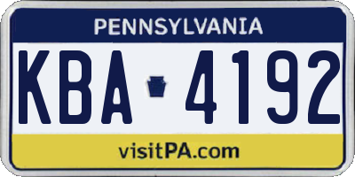 PA license plate KBA4192