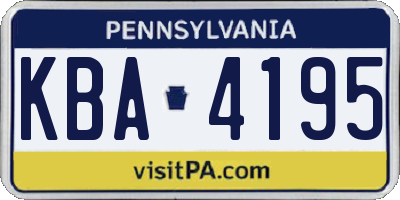 PA license plate KBA4195