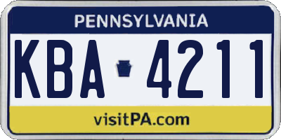 PA license plate KBA4211