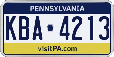 PA license plate KBA4213