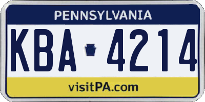 PA license plate KBA4214