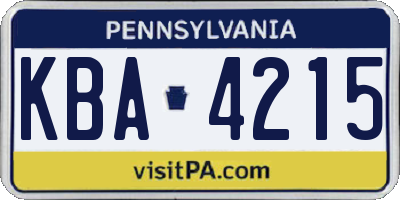 PA license plate KBA4215
