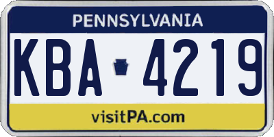 PA license plate KBA4219