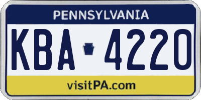 PA license plate KBA4220