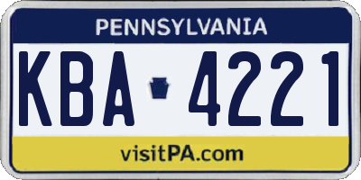 PA license plate KBA4221