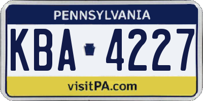 PA license plate KBA4227