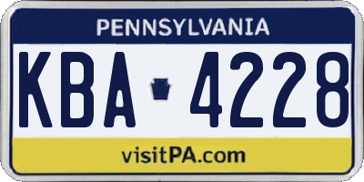 PA license plate KBA4228