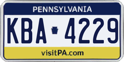 PA license plate KBA4229