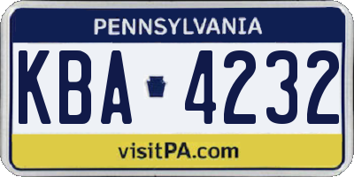 PA license plate KBA4232