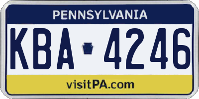 PA license plate KBA4246