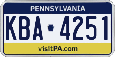 PA license plate KBA4251