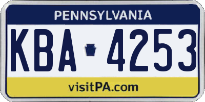 PA license plate KBA4253