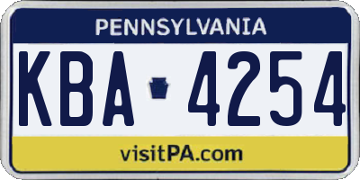 PA license plate KBA4254