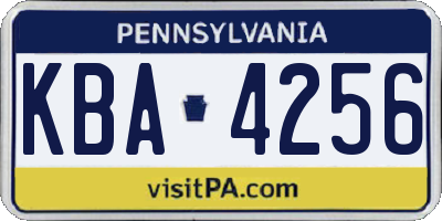 PA license plate KBA4256