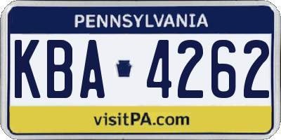 PA license plate KBA4262