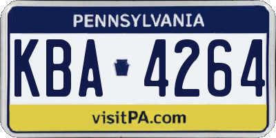 PA license plate KBA4264