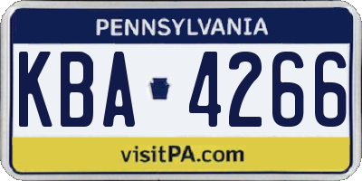 PA license plate KBA4266