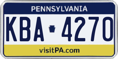 PA license plate KBA4270