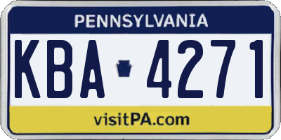 PA license plate KBA4271
