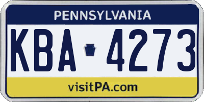 PA license plate KBA4273