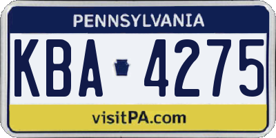 PA license plate KBA4275