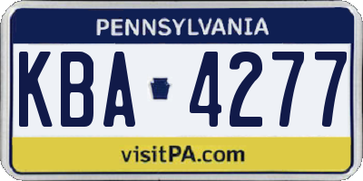 PA license plate KBA4277