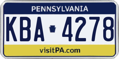 PA license plate KBA4278