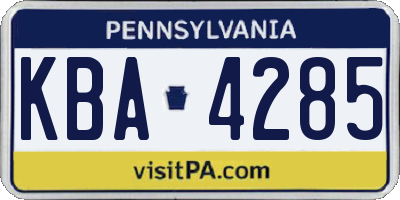 PA license plate KBA4285