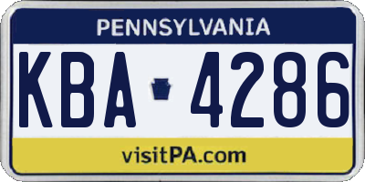 PA license plate KBA4286
