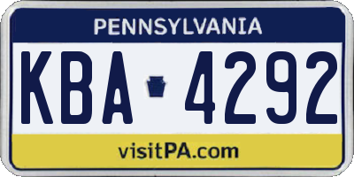 PA license plate KBA4292