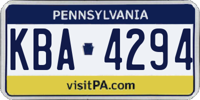 PA license plate KBA4294