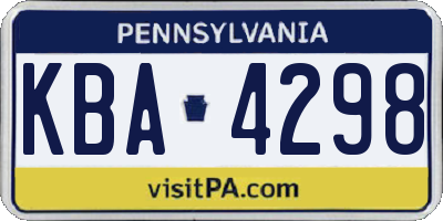 PA license plate KBA4298