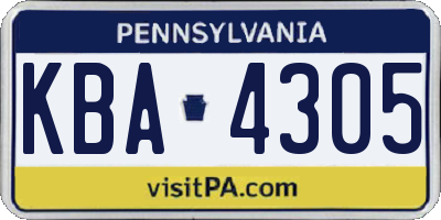 PA license plate KBA4305