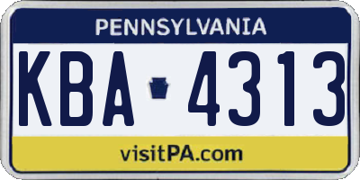 PA license plate KBA4313