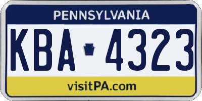 PA license plate KBA4323