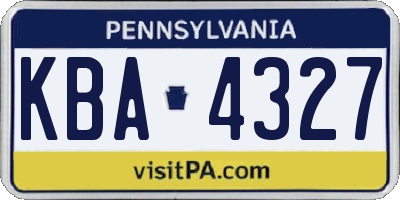 PA license plate KBA4327
