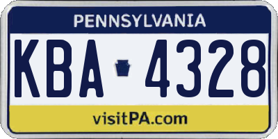 PA license plate KBA4328