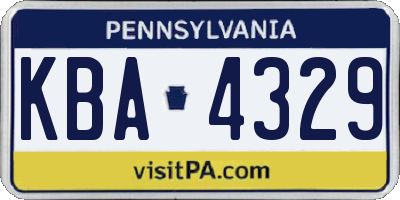 PA license plate KBA4329