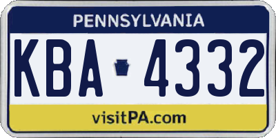 PA license plate KBA4332