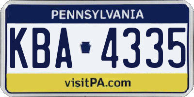 PA license plate KBA4335