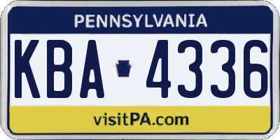 PA license plate KBA4336