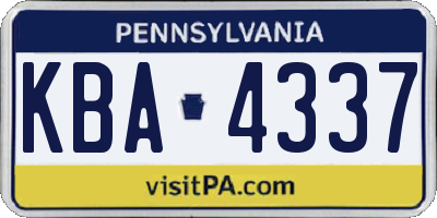 PA license plate KBA4337