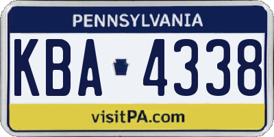 PA license plate KBA4338